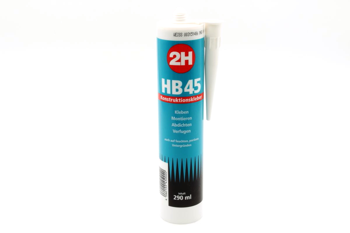 Montagekleber 2H HB 45 HB45 Konstruktionskleber schwarz, transparent oder weiß - Kartusche á 290 ml