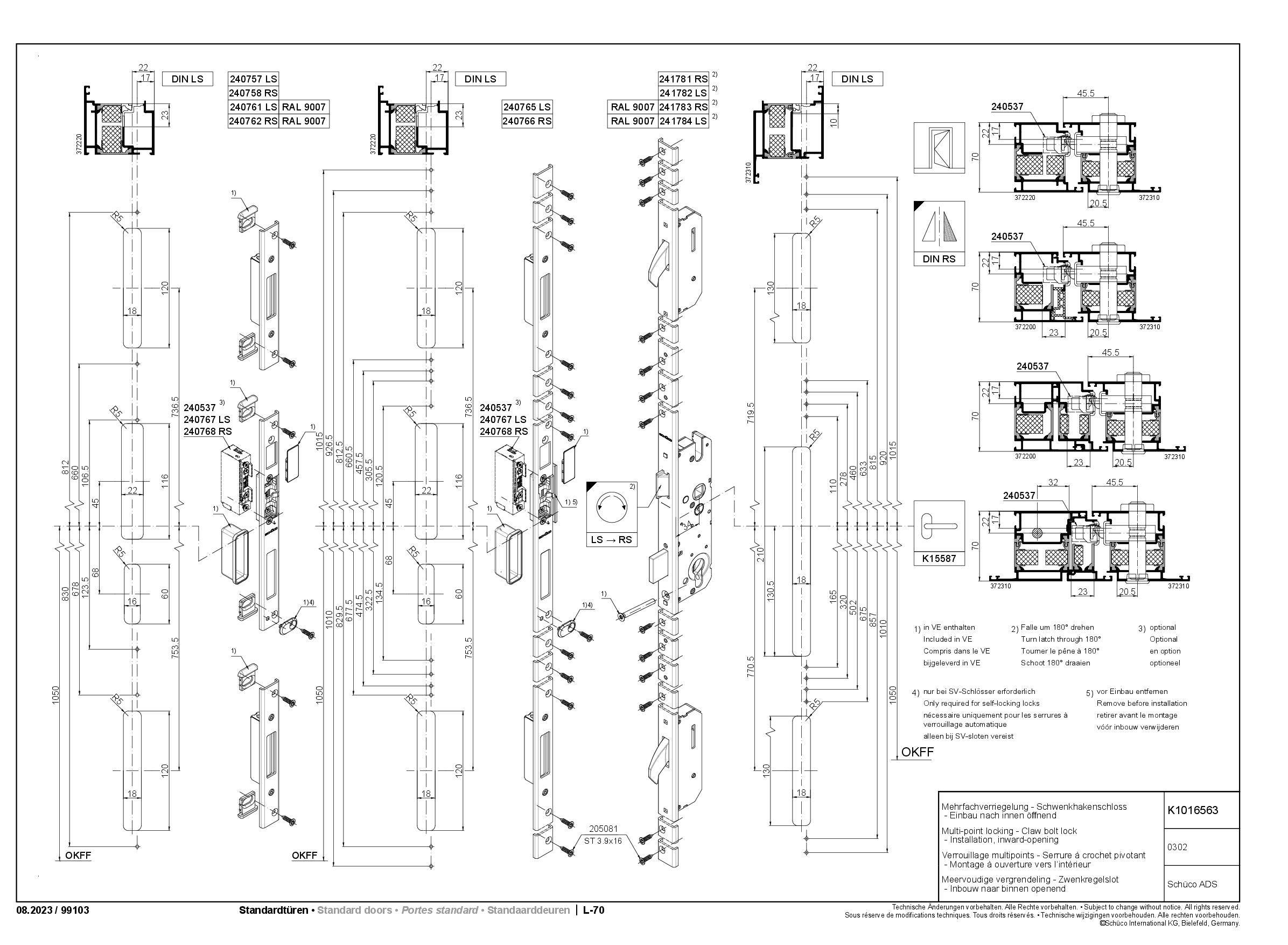 Schüco Radientüröffner für Schwenkhaken-Schloss 240537