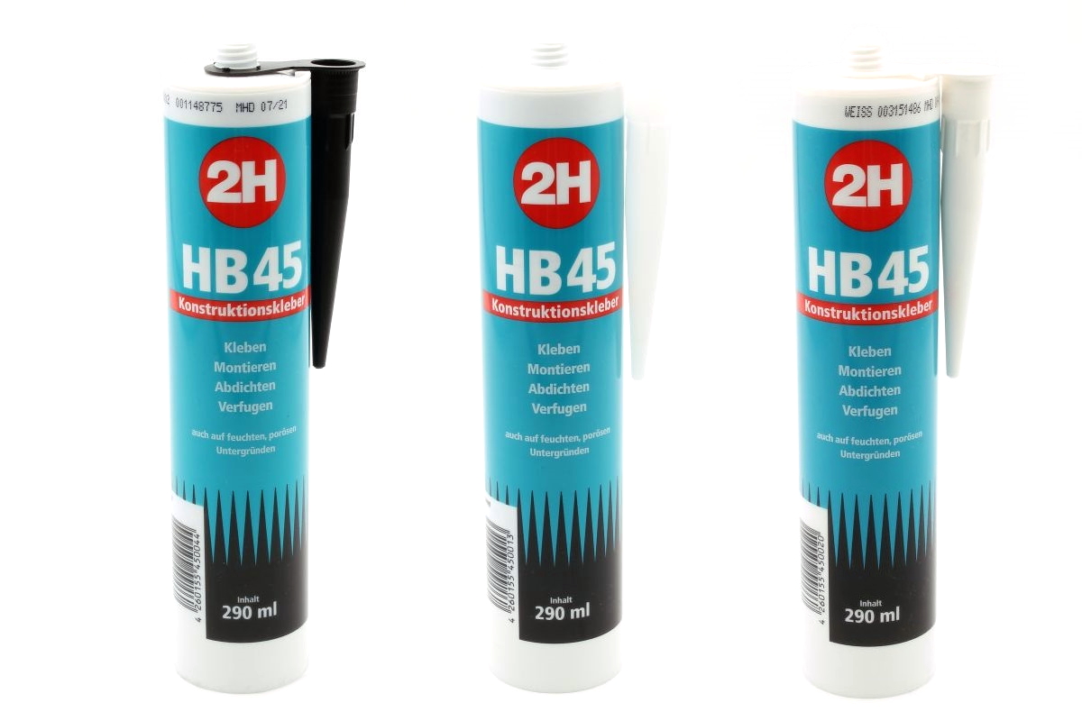 2H HB 45 Konstruktionskleber schwarz, transparent oder weiß - Kartusche á 290 ml