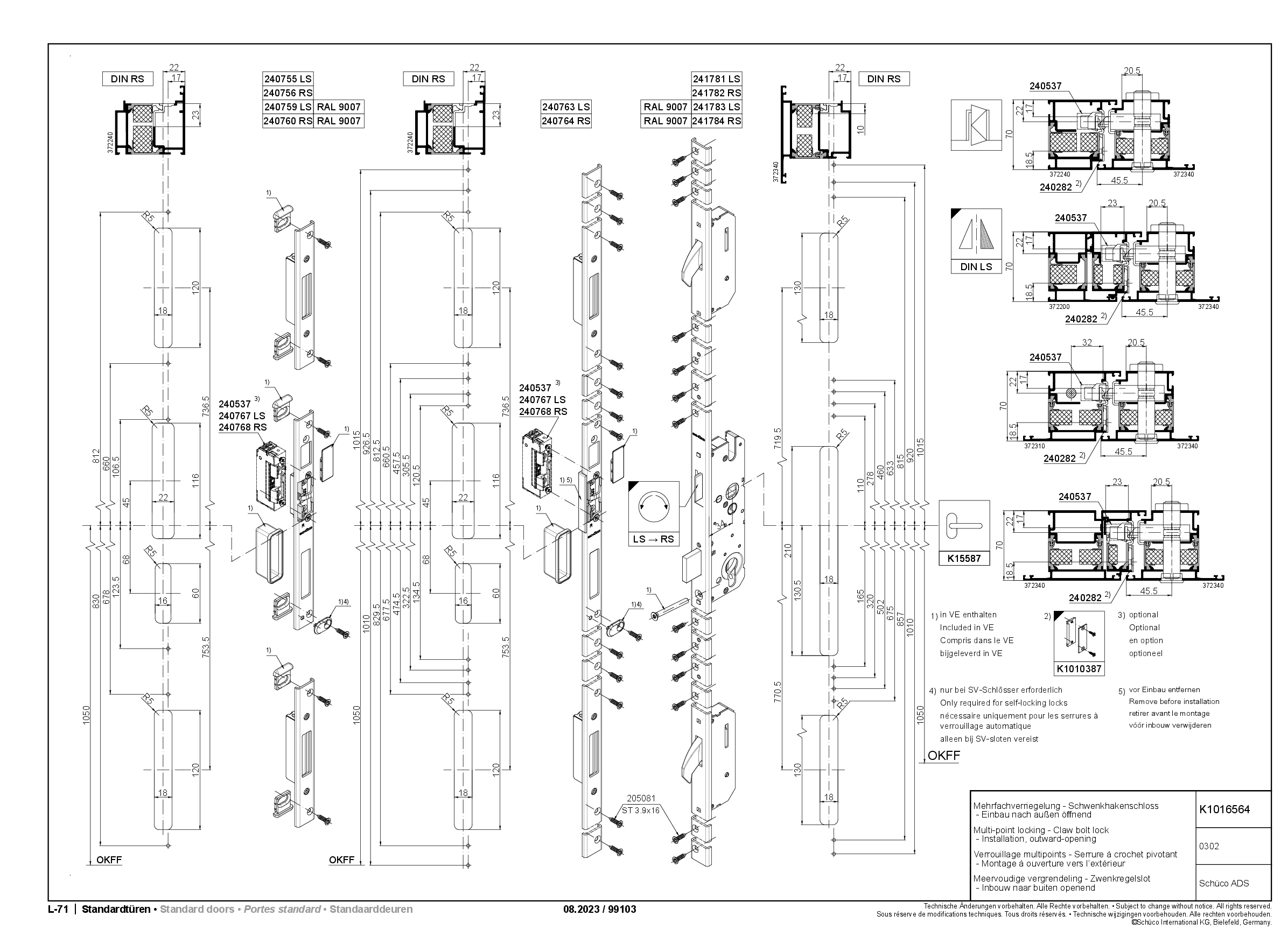 Schüco Radientüröffner für Schwenkhaken-Schloss 240537