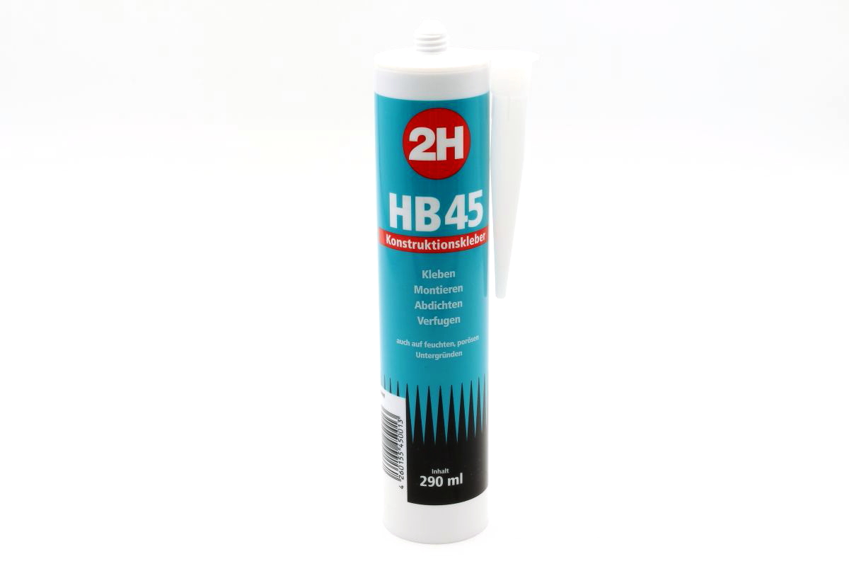 Montagekleber 2H HB 45 HB45 Konstruktionskleber schwarz, transparent oder weiß - Kartusche á 290 ml